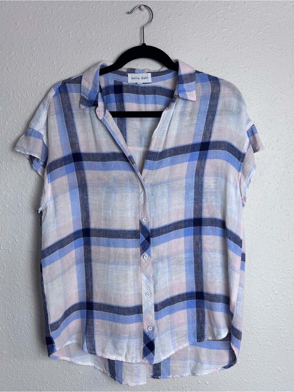 Bella Dahl Lightweight Button-Up Plaid Shirt Size Medium